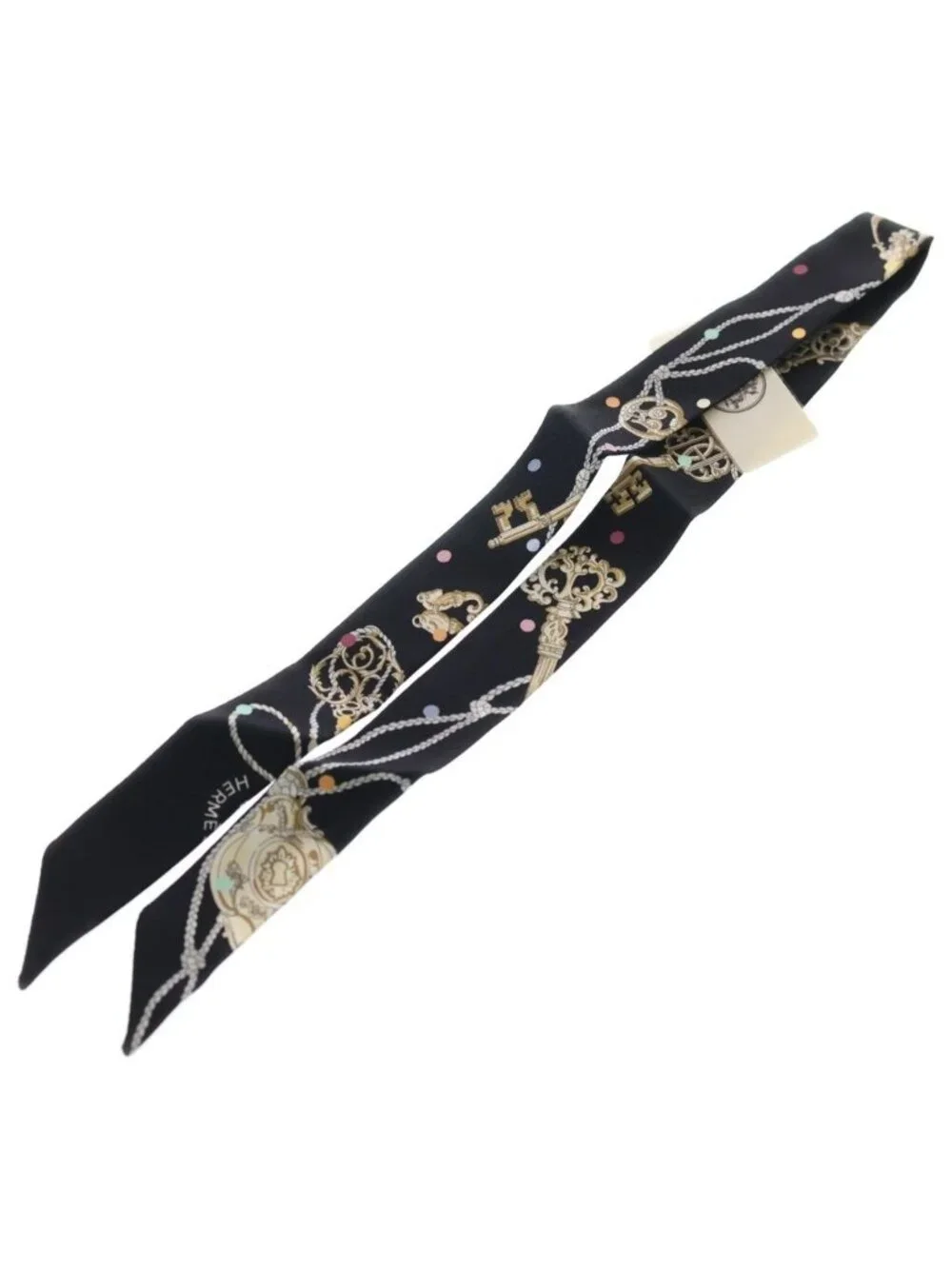 Hermes Tall les Clair Pore Silk Scarf Black - Picture 5 of 6